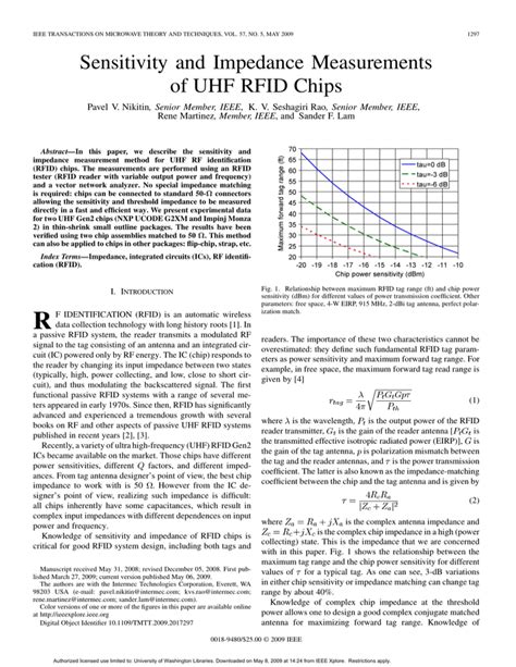 rfid chip sensitivity|impedance matching for rfid.